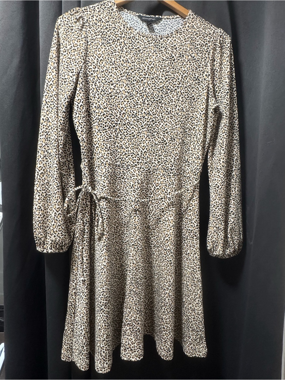 Banana Republic Leopard Print Long Sleeve Dress with Tie Waist